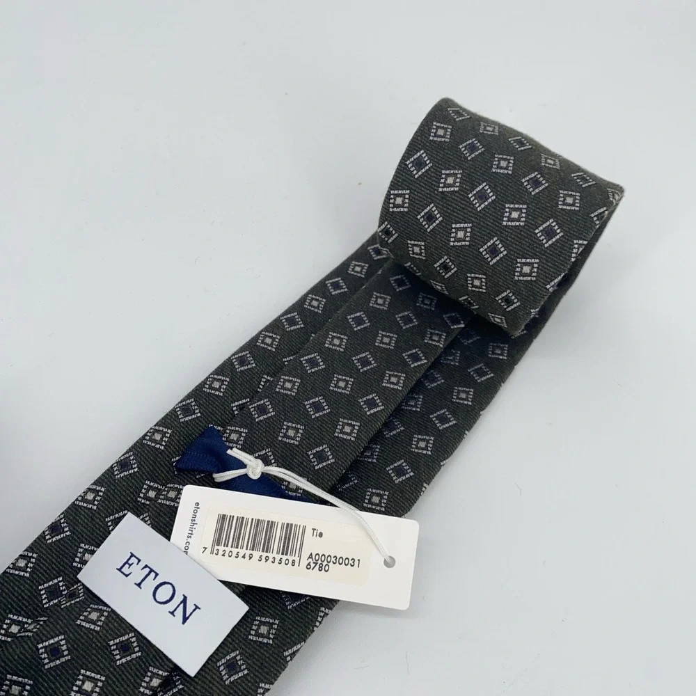 Eton Tie‎ Mens One Size Multi Patterned Wool Blend Luxury Necktie Italy Made NWT